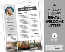 Load image into Gallery viewer, Welcome LETTER Template, Airbnb & VRBO, Editable Canva Air bnb House manual, Superhost eBook, Host signs, Signage, Vacation Rental Guide