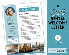 Load image into Gallery viewer, Welcome LETTER Template, Airbnb & VRBO, Editable Canva Air bnb House manual, Superhost eBook, Host signs, Signage, Vacation Rental Guide