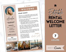 Load image into Gallery viewer, Welcome LETTER Template, Airbnb & VRBO, Editable Canva Air bnb House manual, Superhost eBook, Host signs, Signage, Vacation Rental Guide