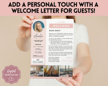 Load image into Gallery viewer, Welcome LETTER Template, Airbnb & VRBO, Editable Canva Air bnb House manual, Superhost eBook, Host signs, Signage, Vacation Rental Guide