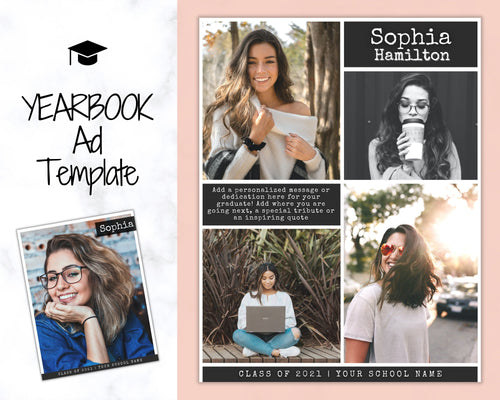 Yearbook AD Template, Senior & High School Graduation, Grad Announcement, School Yearbook, FULL Page, Photo Card, Yearbook Ad, Grad Tribute | Style 1