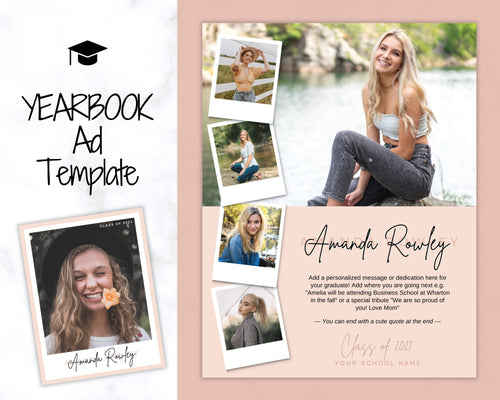 Yearbook AD Template, Senior & High School Graduation, Grad Announcement, School Yearbook, FULL Page, Photo Card, Yearbook Ad, Grad Tribute | Style 4