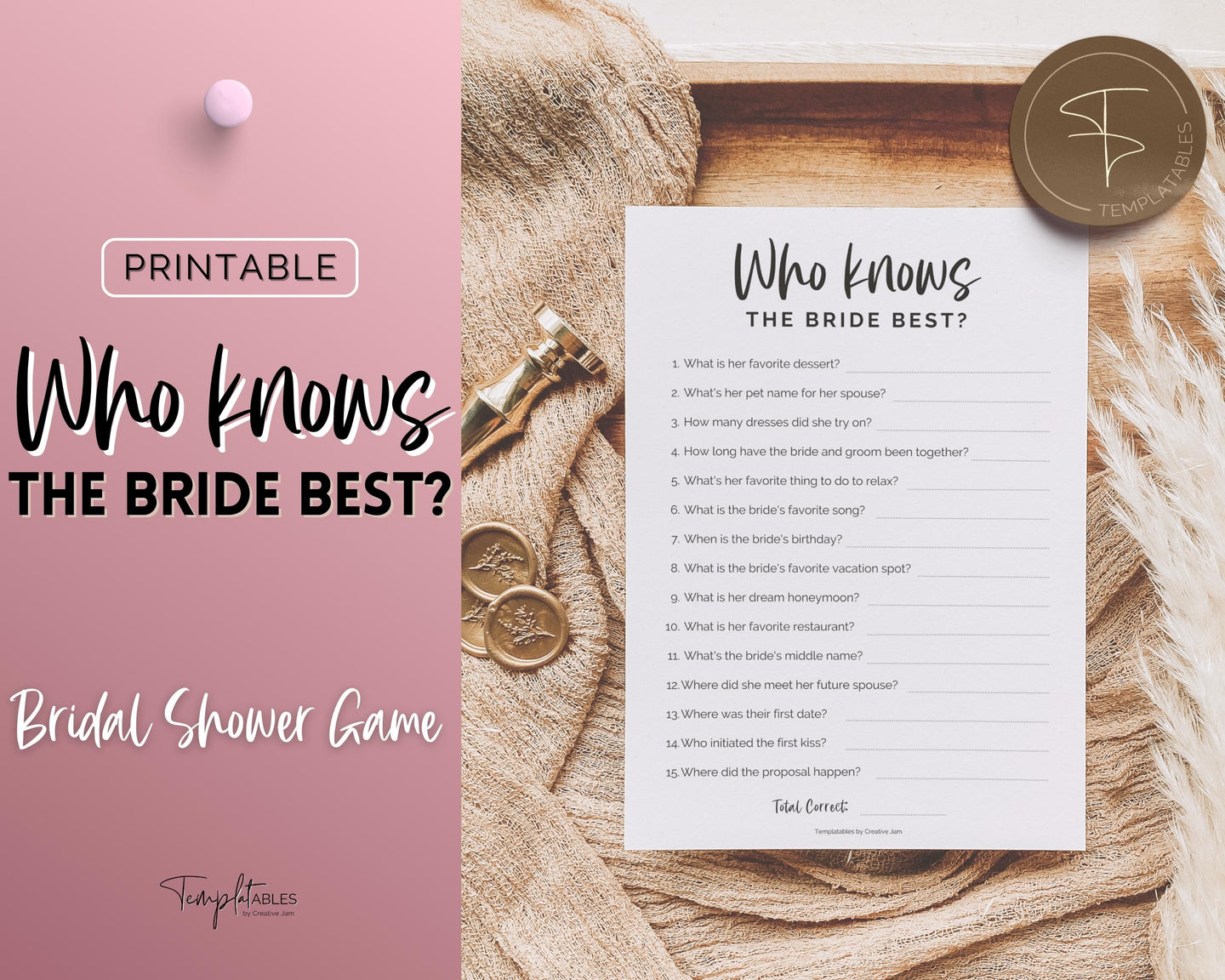 'Who Knows the Bride Best?' Bridal Shower Game Printable
