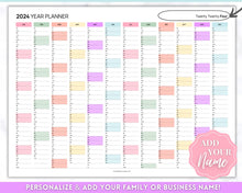 Load image into Gallery viewer, 2024 Wall Calendar Printable | Large Yearly 12 Month Calendar | Annual Year at a glance | Rainbow
