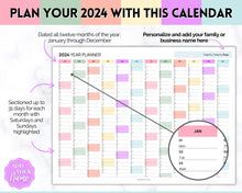 Load image into Gallery viewer, 2024 Wall Calendar Printable | Large Yearly 12 Month Calendar | Annual Year at a glance | Rainbow
