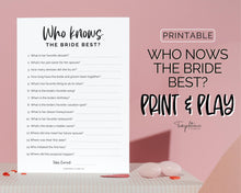 Load image into Gallery viewer, &#39;Who Knows the Bride Best?&#39; Bridal Shower Game Printable
