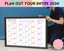 Load image into Gallery viewer, 2024 Wall Calendar Printable | Large Yearly 12 Month Calendar | Annual Year at a glance | Rainbow
