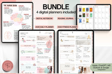Load image into Gallery viewer, GLOW UP Mega BUNDLE! 2026 Digital Planners | Colorful Daily Planner, Digital Notebook, Fitness Planner &amp; Reading Journal, Smart Apple Links
