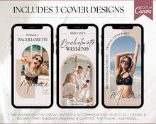 Load image into Gallery viewer, Bachelorette Itinerary Template: Personalize with our Canva Template | Mobile Itnierary for Weekend Girls Trips
