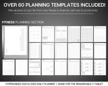 Load image into Gallery viewer, 2025 Daily Planner for the reMarkable | Hyperlinked Digital Planner with templates for reMarkable tablets, Calendar &amp; Task List Planner | Minimalist
