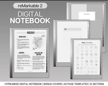 Load image into Gallery viewer, reMarkable 2 Digital Notebook | 40+ Hyperlinked Cornell, Lined, Dotted, Grid Page Templates
