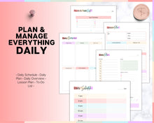 Load image into Gallery viewer, 65pg HOMESCHOOL Planner Printable | With 2024 2025 Home School Teacher, Academic Lesson Planner for Preschool, Kindergarden, Homework &amp; Daily Schedule
