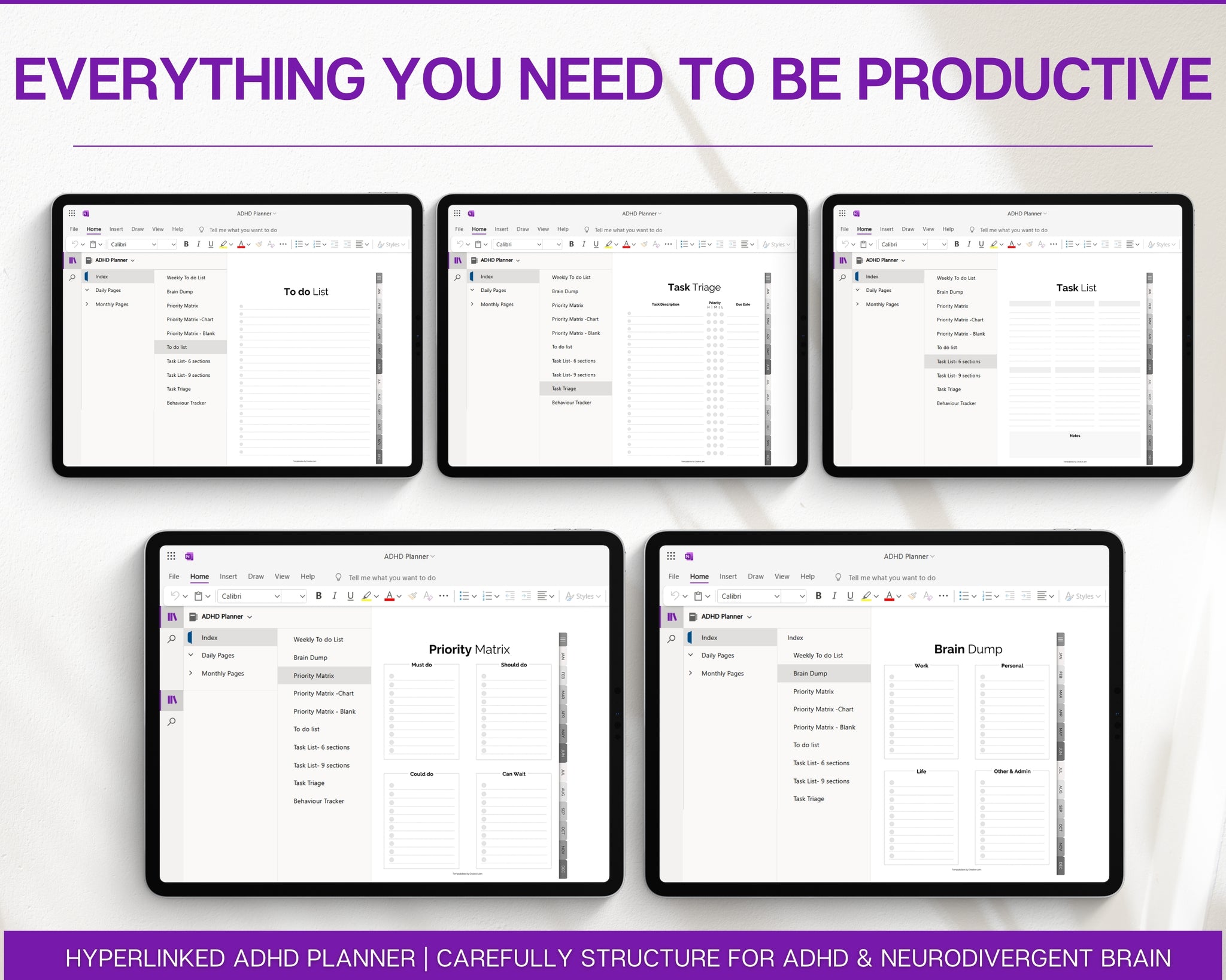 ADHD OneNote Digital Planner | Your Planner for Neurodivergent Adults!