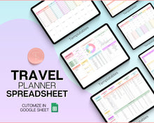 Load image into Gallery viewer, Digital Ultimate Travel Planner | Google Sheets Editable Travel Spreadsheet, Trip Expense Tracker, Packing List, Vacation Schedule | Rainbow
