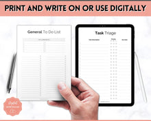 Load image into Gallery viewer, To Do List Printable Bundle - 10 Page Daily, Weekly &amp; Annual Productivity Planner | Digital ADHD Brain Dump Template | Mono
