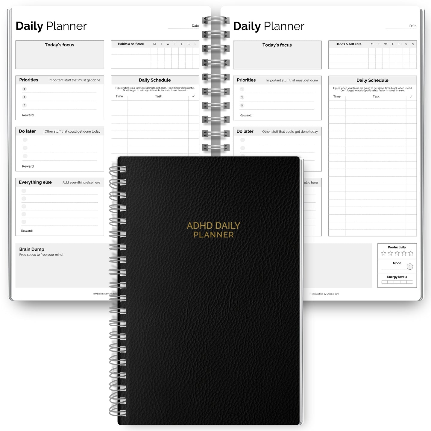 ADHD Daily Planner for Neurodivergent Adults - Productivity Daily Planner & Task Management to Stay Organized and Focused | A5 Mono