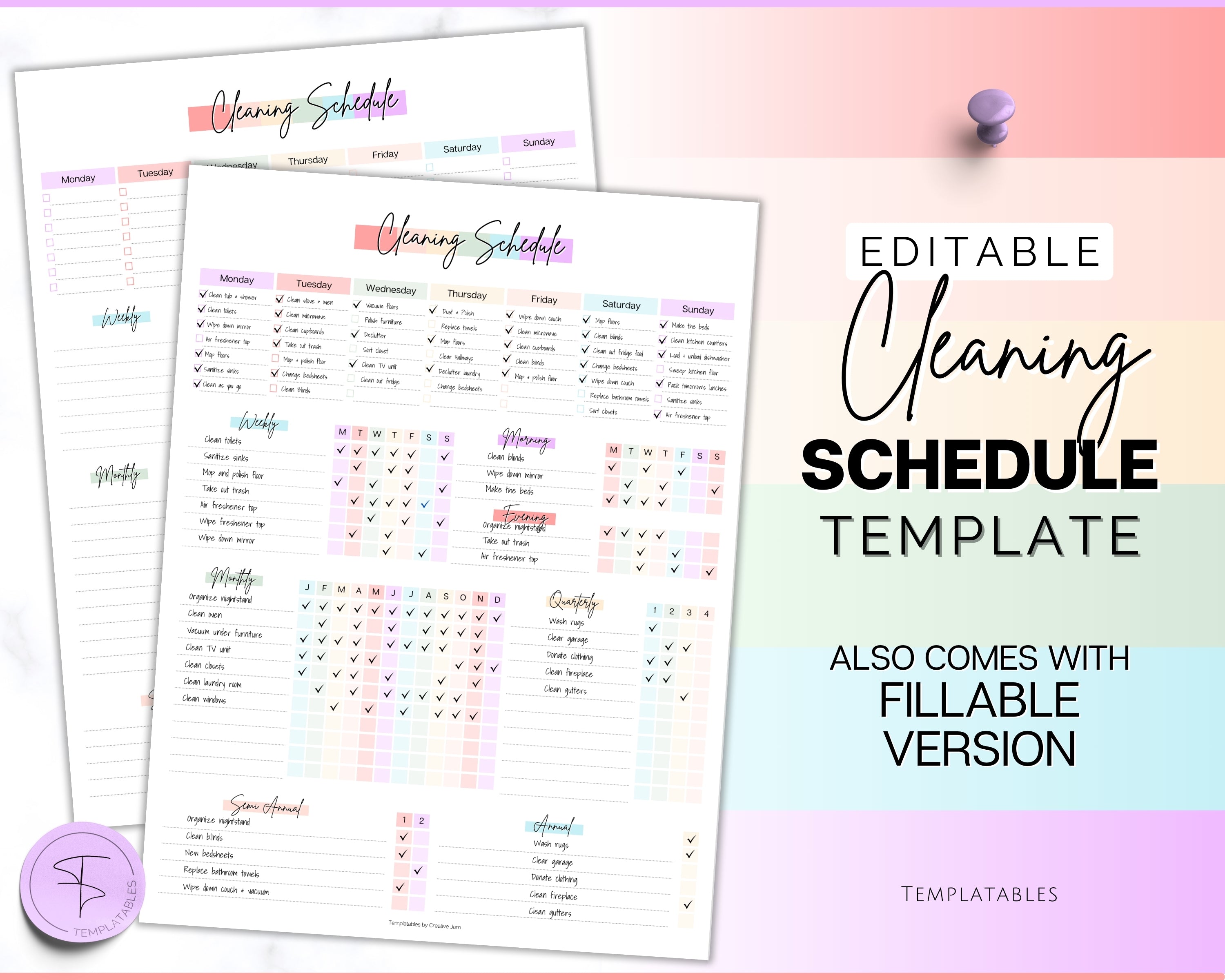 Easy. Read Cleaning Rota Editable Cleaning Schedule Template | Your perfect cleaning tracker!