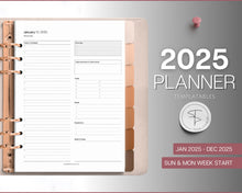 Load image into Gallery viewer, 2025 Dated Printable Planner | Daily, Weekly, Monthly Pages, Calendar, To Do List Printable Inserts
