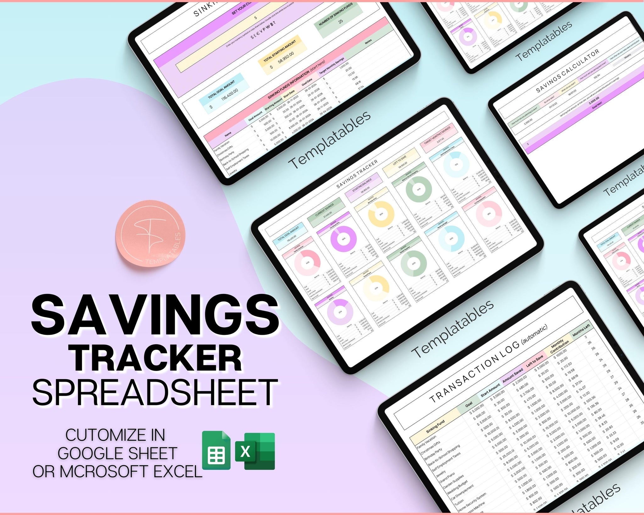 COLORFUL Savings Spreadsheet Track and Plan Budget in Google Sheets!