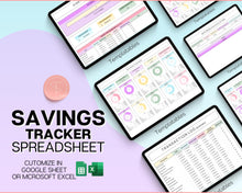 Load image into Gallery viewer, COLORFUL Savings Spreadsheet | Sinking Funds Tracker, Savings Tracker, Finance Budget Planner &amp; Savings Template | for Excel &amp; Google Sheets
