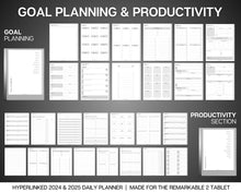 Load image into Gallery viewer, 2025 Daily Planner for the reMarkable | Hyperlinked Digital Planner with templates for reMarkable tablets, Calendar &amp; Task List Planner | Minimalist
