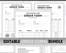 Load image into Gallery viewer, EDITABLE Order Form Template BUNDLE | 7 Order Form Canva Templates for Small Businesses
