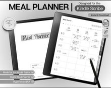 Load image into Gallery viewer, Weekly Meal Planner for the Kindle Scribe | Digital Meal Planner with Meal Plan Template, Meal Prep, Grocery List for Kitchen &amp; Food Menu

