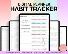 Load image into Gallery viewer, Digital Habit Tracker | Daily, Monthly &amp; Yearly Habit Tracker | Simple Goal &amp; Routine Tracker for GoodNotes &amp; iPad | Colorful
