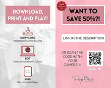 Load image into Gallery viewer, Editable Kiss the Miss Goodbye Sign | Editable Miss to Mrs Sign for Bridal Shower Keepsake, Bachelorette Game, Hen Party, Lipstick, Canva Template
