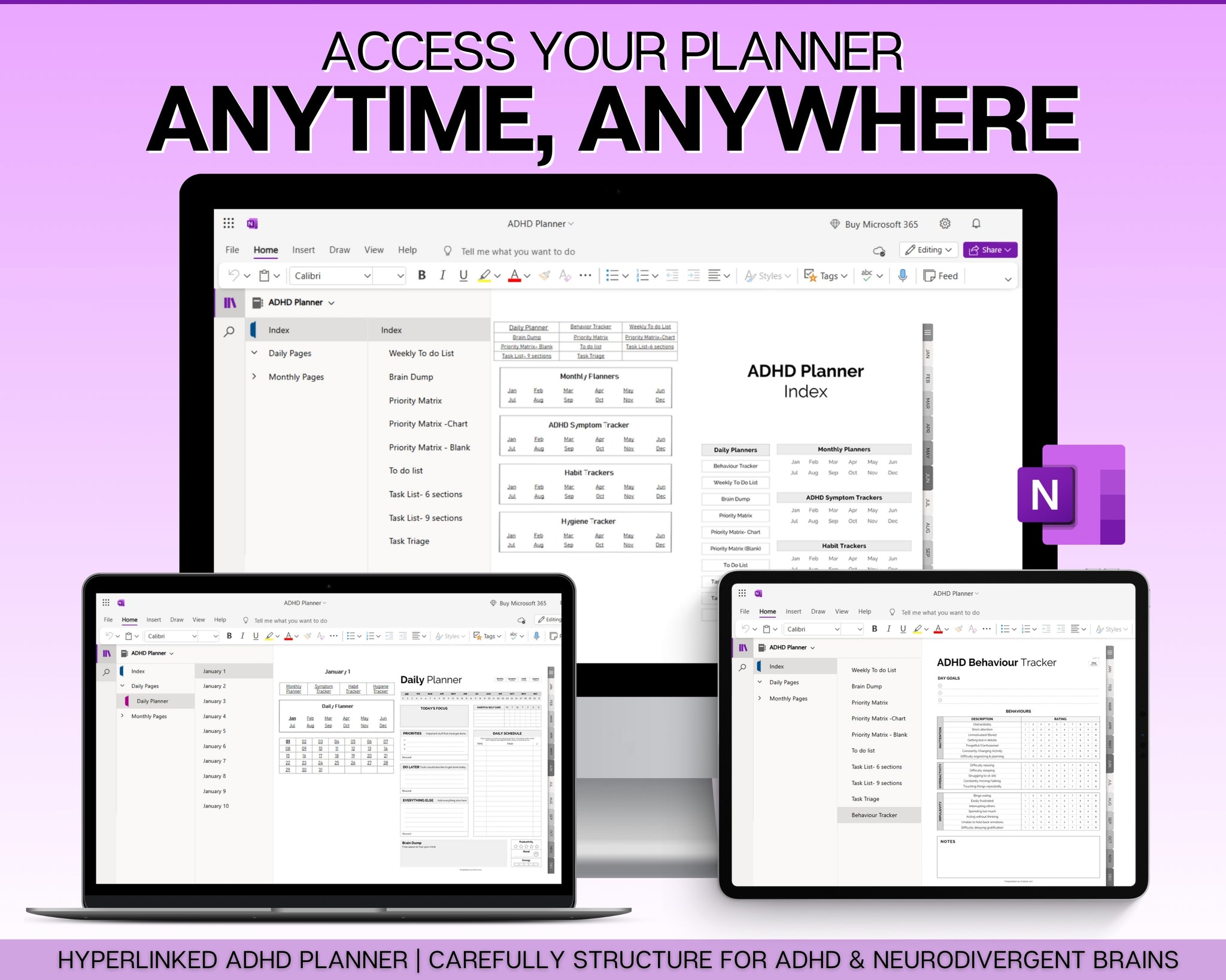 Onenote Build A Brain ADHD OneNote Digital Planner | Your Planner for Neurodivergent Adults!