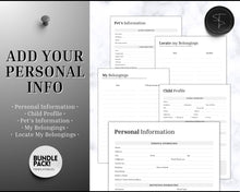 Load image into Gallery viewer, End of Life Planner Printable Bundle | With Medical, Death, Estate, Funeral planning, Emergency Binder | Prepare just in case, What if binder &amp; Household planner
