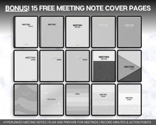Load image into Gallery viewer, Digital Meeting Minutes Template |  Editable Meeting Notes for GoodNotes &amp; iPad | Business Agenda &amp; Note Taking
