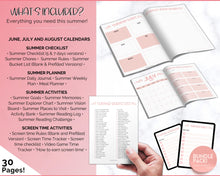 Load image into Gallery viewer, 2023 Summer Planner for Kids | Kids Summer Schedule, Activities, Printable Calendar &amp; Checklist Template | Pink
