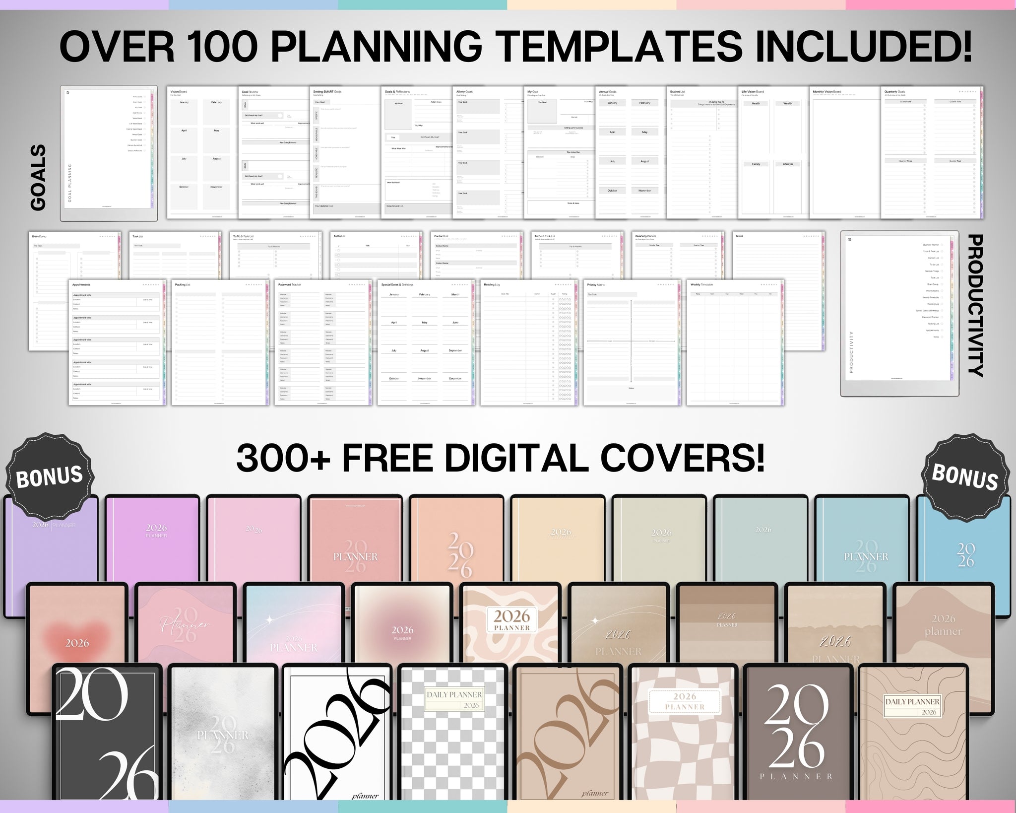 2026 Daily Planner for reMarkable Paper Pro (Colorful)
