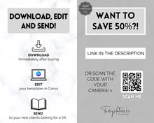 Load image into Gallery viewer, Editable Virtual Assistant Welcome Packet for VAs | Includes VA Client Onboarding, Business Plan, Invoice Price List, Social Media Manager, contract &amp; eBook Portfolio
