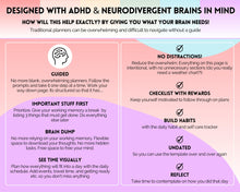 Load image into Gallery viewer, ADHD Planner Spreadsheet for Neurodivergent Adults | Google Sheets Daily &amp; Weekly Planner, Symptom Tracker, Brain Dump &amp; To Do Lists | Rainbow
