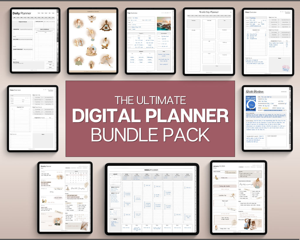 2025 Digital Planner BUNDLE with over 15 planners included! Monochrome