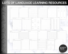 Load image into Gallery viewer, Printable Language Learning Planner | Language Learning Bundle to Study Korean, Japanese, Spanish, French &amp; English | Language Templates, Trackers, Notebook &amp; Student Vocab Workbook | Mono
