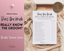 Load image into Gallery viewer, &#39;Does the Bride Really Know the Groom?&#39; Bridal Shower Game Printable
