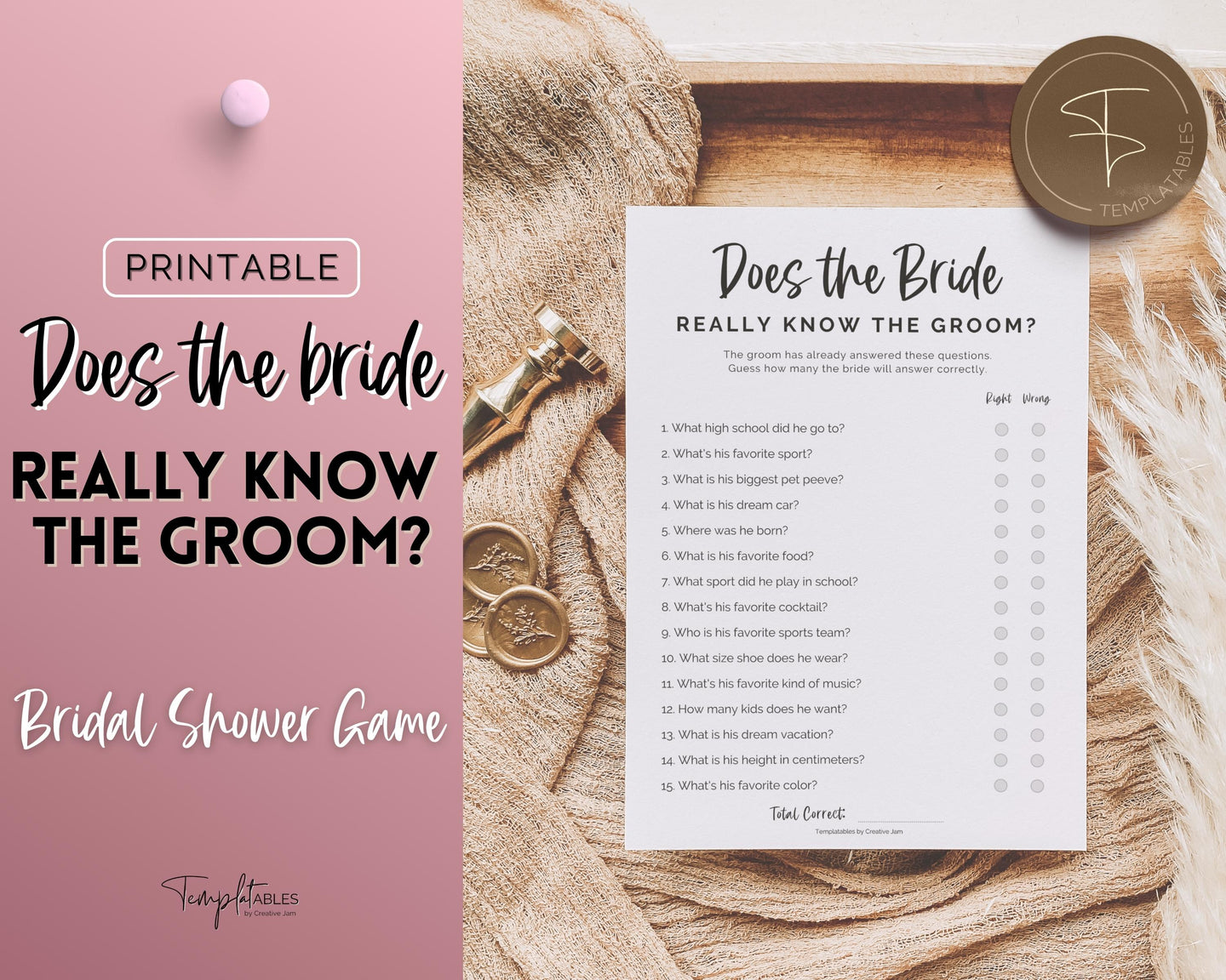 'Does the Bride Really Know the Groom?' Bridal Shower Game Printable