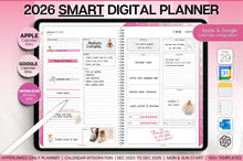 Load image into Gallery viewer, 2026 Digital Planner | PINK GoodNotes Planner With Daily, Weekly &amp; Monthly Planner | SMART Apple, ChatGPT, Google Integration links
