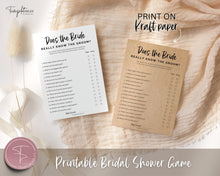 Load image into Gallery viewer, &#39;Does the Bride Really Know the Groom?&#39; Bridal Shower Game Printable
