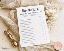 Load image into Gallery viewer, &#39;Does the Bride Really Know the Groom?&#39; Bridal Shower Game Printable
