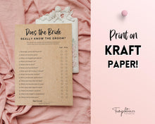 Load image into Gallery viewer, &#39;Does the Bride Really Know the Groom?&#39; Bridal Shower Game Printable
