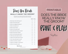 Load image into Gallery viewer, &#39;Does the Bride Really Know the Groom?&#39; Bridal Shower Game Printable
