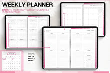 Load image into Gallery viewer, 2026 Digital Planner | PINK GoodNotes Planner With Daily, Weekly &amp; Monthly Planner | SMART Apple, ChatGPT, Google Integration links
