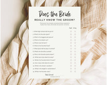 Load image into Gallery viewer, &#39;Does the Bride Really Know the Groom?&#39; Bridal Shower Game Printable
