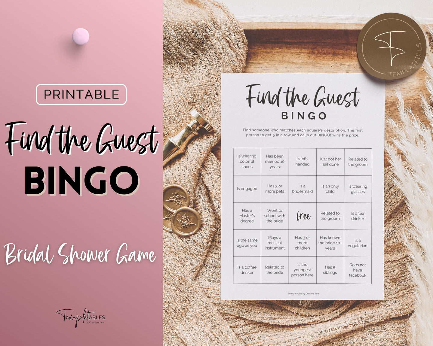 'Find the Guest Bingo' Bridal Shower Game Printable