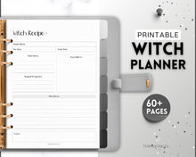 Load image into Gallery viewer, 2024 Printable Witch Planner | 2024 Witchy Journal, Moon Calendar, Tarot Journal, Spell Book, Grimoire, Witchcraft, Witchy stuff &amp; Goth Witch Kit
