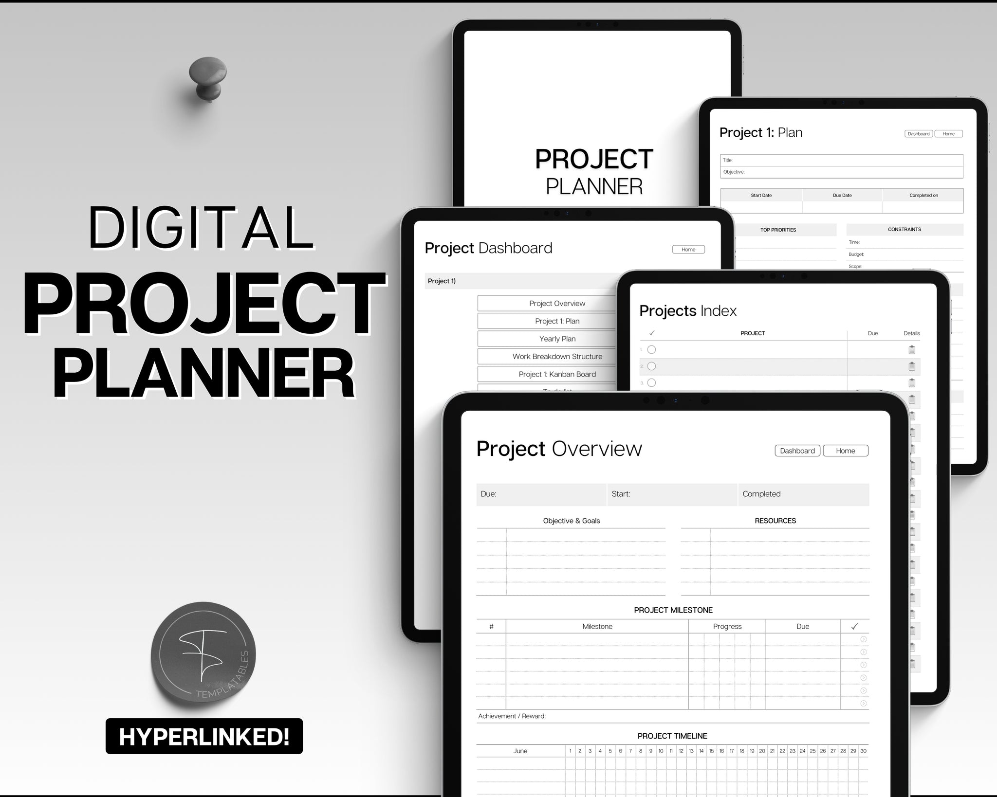 Digital Project Planner | Ultimate Tracker for Project Management